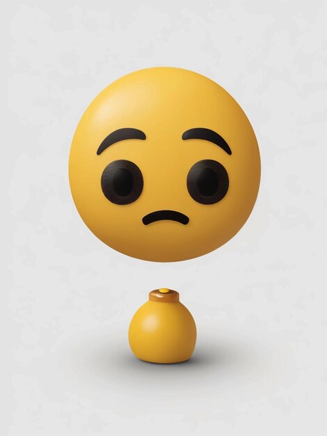 Un emoji con una cara triste de fondo blanco