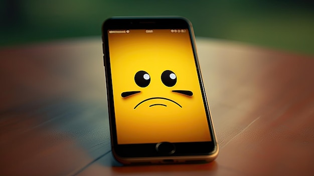 Foto emoji de cara triste en el teléfono inteligente