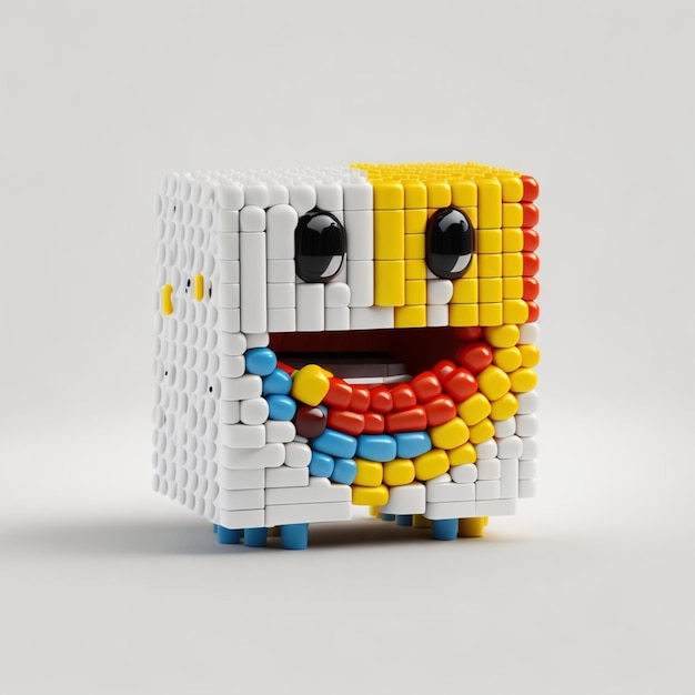 Foto emoji colorido feito de lego sorridente