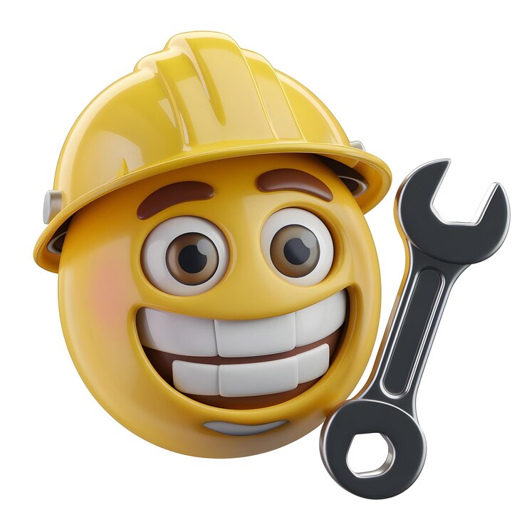 Foto emoji com capacete de construção