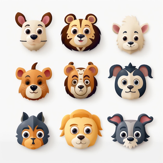 Foto emoji com tema animal projeta logotipos vetoriais de ícones