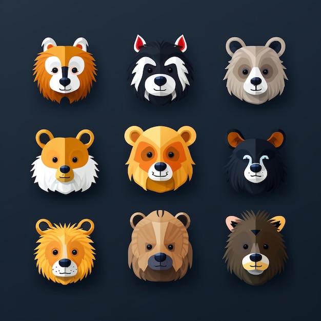 Emoji com tema animal projeta logotipos vetoriais de ícones