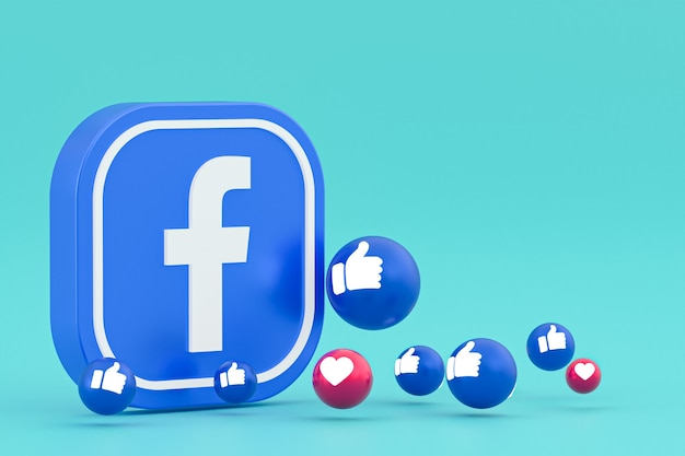 Emoji de reações do facebook, símbolo de balão de mídia social com padrão de ícones do facebook