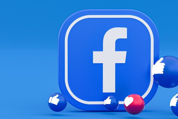 Emoji de reações do facebook, símbolo de balão de mídia social com padrão de ícones do facebook