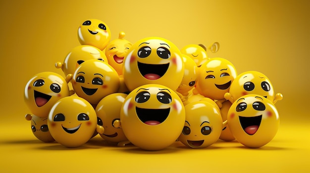 Emoji de risada de amor 3D em fundo amarelo isolado