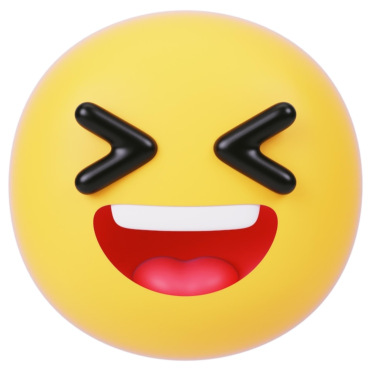 Foto emoji de riso em estilo de desenho animado em 3d