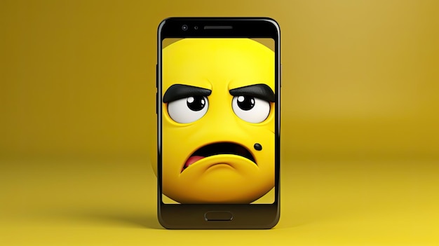 Emoji de rosto triste no smartphone