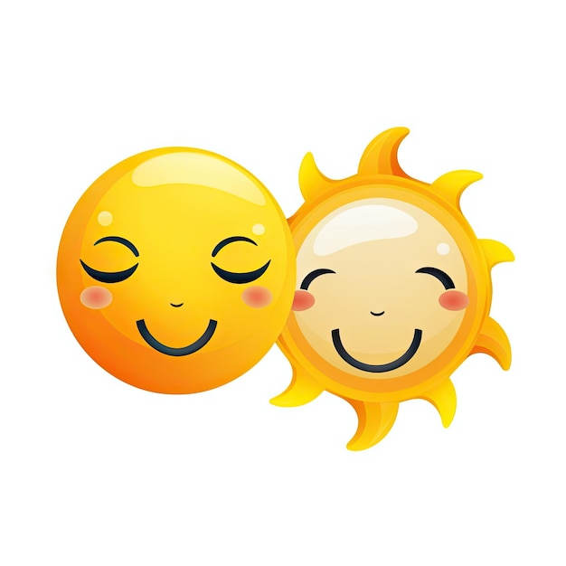 Emoji de sol e lua definir fundo branco