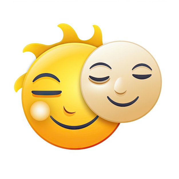 Emoji de sol e lua definir fundo branco