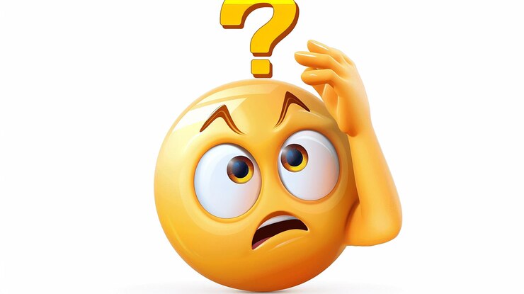 Foto emoji desconcertado expresivo con ceja arrugada y gesto de rascarse la cabeza en un fondo transparente