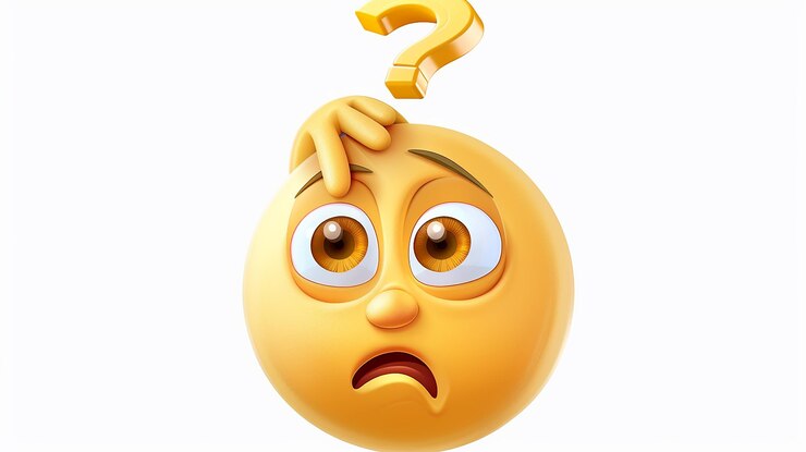 Foto emoji desconcertado expresivo con ceja arrugada y gesto de rascarse la cabeza en un fondo transparente