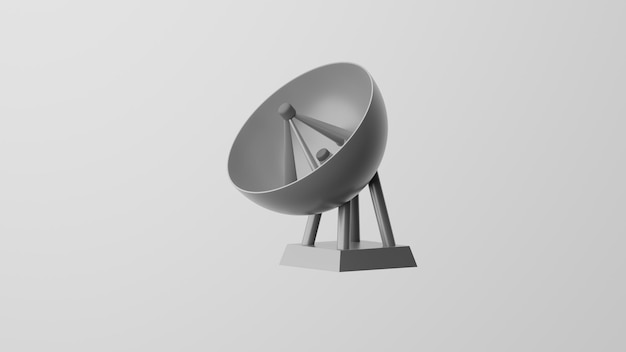 Emoji do sinal do símbolo da antena do prato de satélite do minimalismo Isolado no fundo branco rendição 3d