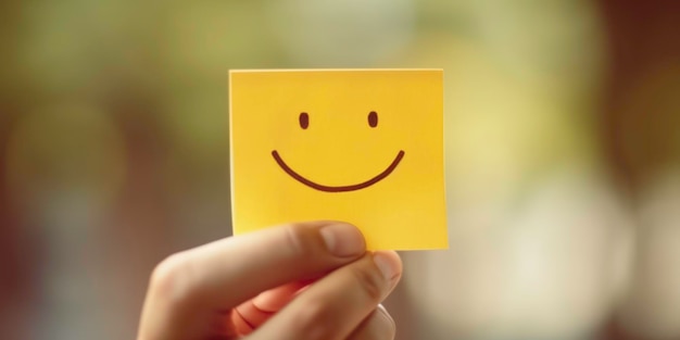 Emoji con una emoción alegre en un folleto cuadrado amarillo generado por IA