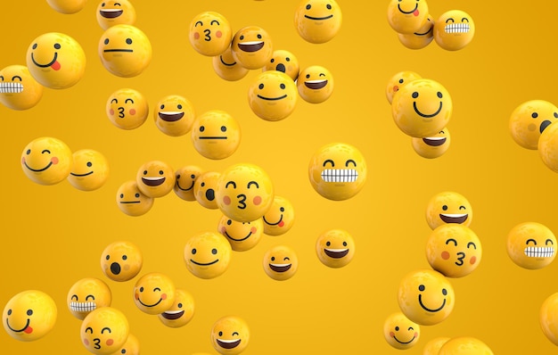 Emoji-Emoticon-Charakter-Hintergrundsammlung 3D-Rendering