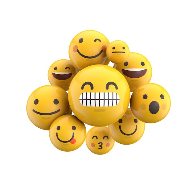 Emoji-Emoticon-Charakter-Hintergrundsammlung 3D-Rendering