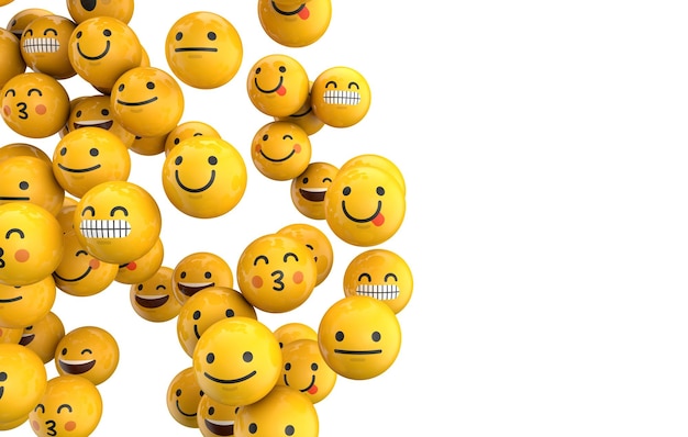 Emoji-Emoticon-Charakter-Hintergrundsammlung 3D-Rendering