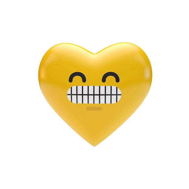 Emoji Emoticon personaje en forma de corazón 3D Rendering