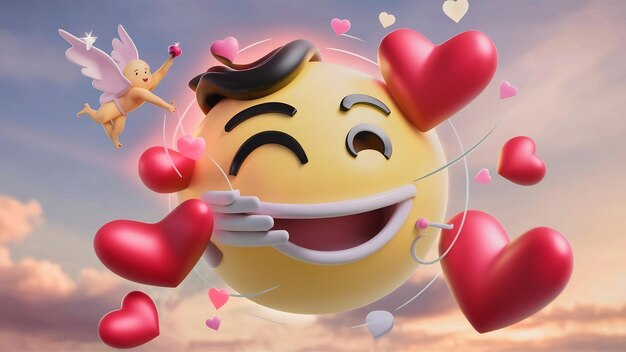 El emoji de enamorarse en 3D