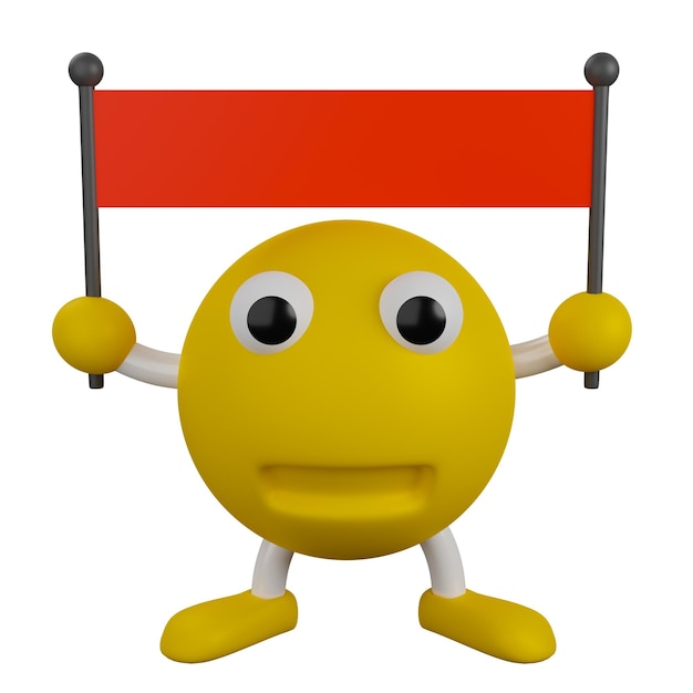 Emoji engraçado 3D com bandeira Emoticons rostos com expressões faciais