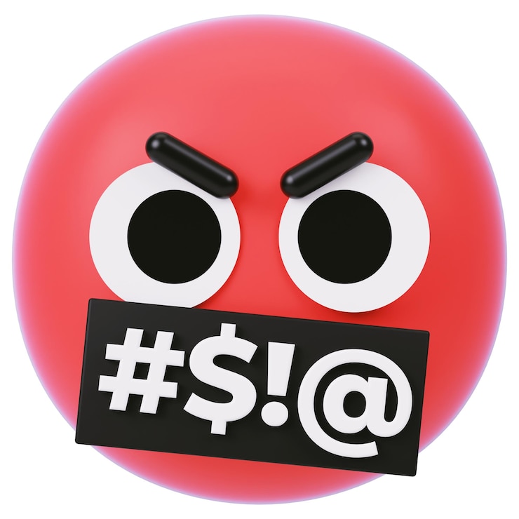 Foto emoji enojado con la boca censurada