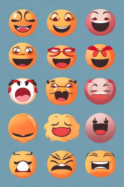 emoji face 2d vector adesivos definir vetor de fundo branco