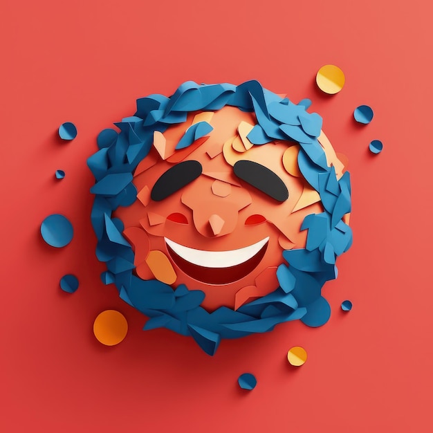 Foto emoji fiesta em ilustração de estilo artesanal 3d de papel para a celebração do dia mundial do emoji
