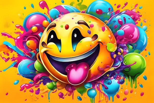 Foto emoji graffiti wallpaper emoji graffiti hintergrund emoji graffiti muster graffiti hintergrund graffiti kunst graffiti wallpaper ki generativ