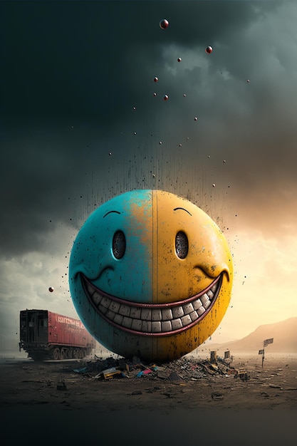 Emoji de gran sonrisa feliz, concepto del día de la felicidad