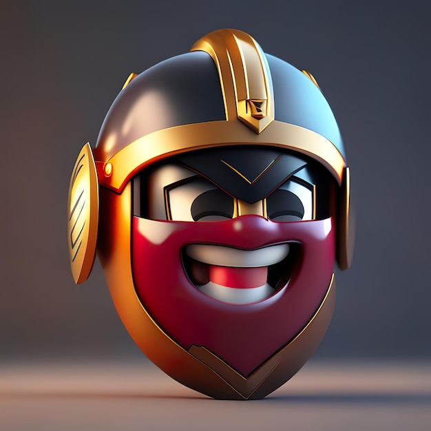 Emoji-Heldenritter mit Helm in generativer 3D-KI