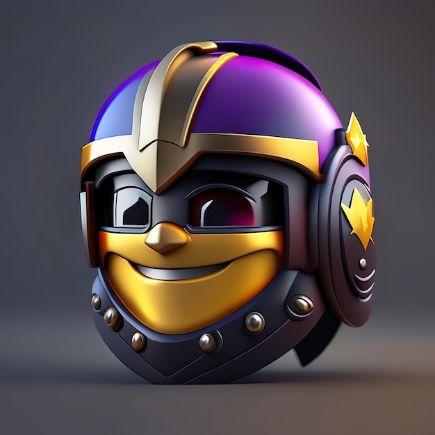 Emoji héroe caballero con casco en IA generativa 3d