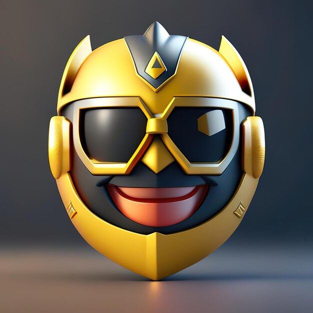 Emoji héroe caballero con casco en IA generativa 3d