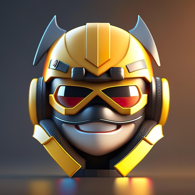 Emoji héroe caballero con casco en IA generativa 3d