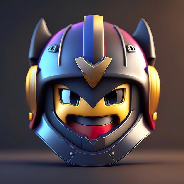 Emoji héroe caballero con casco en IA generativa 3d