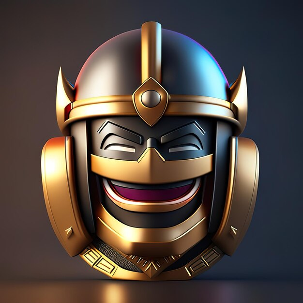 Emoji héroe caballero con casco en IA generativa 3d