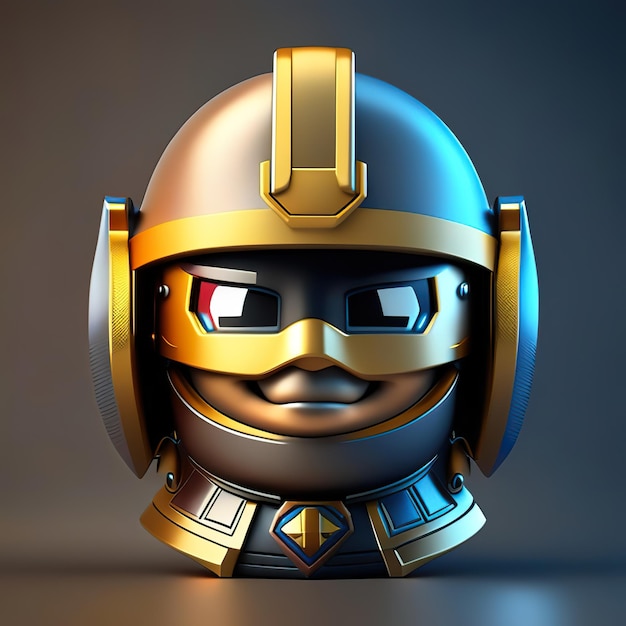 Emoji herói cavaleiro com capacete em 3d Generative AI