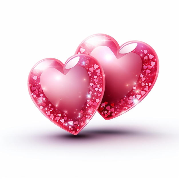 un emoji de imagen png de 2 corazones rosados del mismo tamaño con un brillo