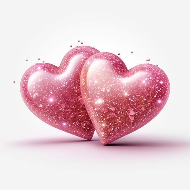 un emoji de imagen png de 2 corazones rosados del mismo tamaño con un brillo
