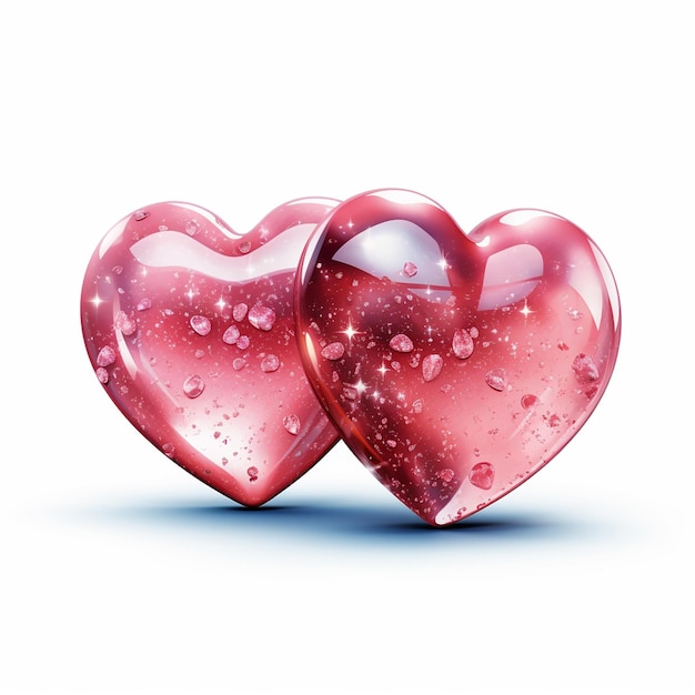 Foto un emoji de imagen png de 2 corazones rosados del mismo tamaño con un brillo