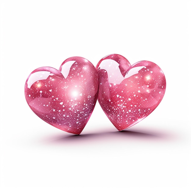 un emoji de imagen png de 2 corazones rosados del mismo tamaño con un brillo