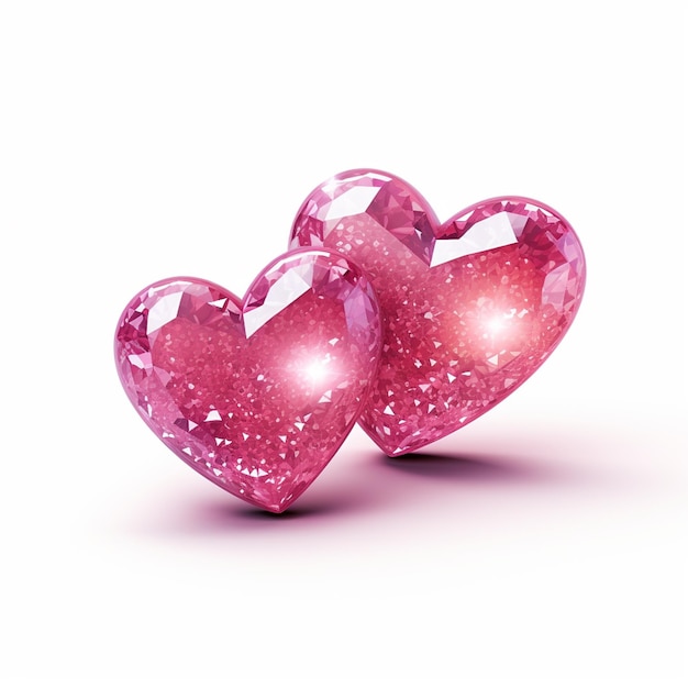un emoji de imagen png de 2 corazones rosados del mismo tamaño con un brillo