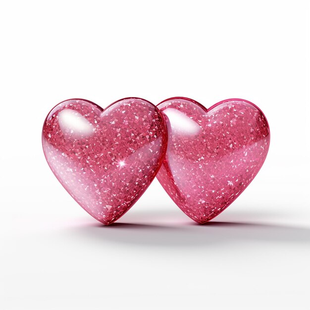 un emoji de imagen png de 2 corazones rosados del mismo tamaño con un brillo