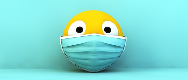 Emoji con mascarilla médica