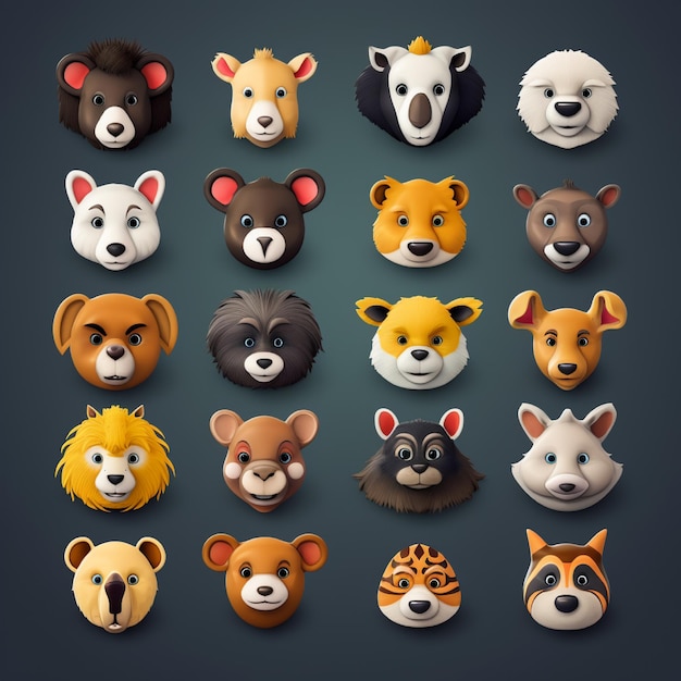 Foto emoji mit tiermotiven entwirft symbolvektorlogos