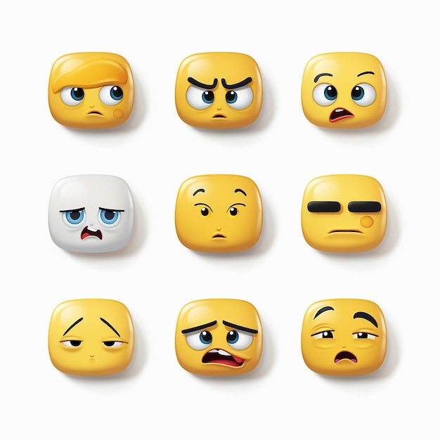Foto emoji-pakete mit mehreren verschiedenen ausdrücken