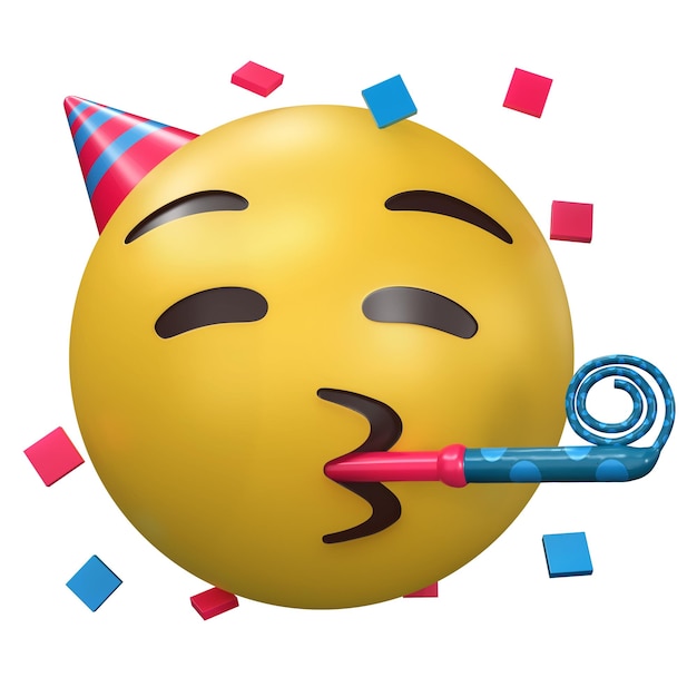 Foto emoji partying 3d-illustration isoliert auf weißem hintergrund