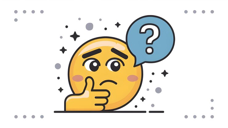 Foto emoji de pensamiento con signo de pregunta burbuja de habla