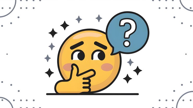 Foto emoji de pensamiento con signo de pregunta burbuja de habla