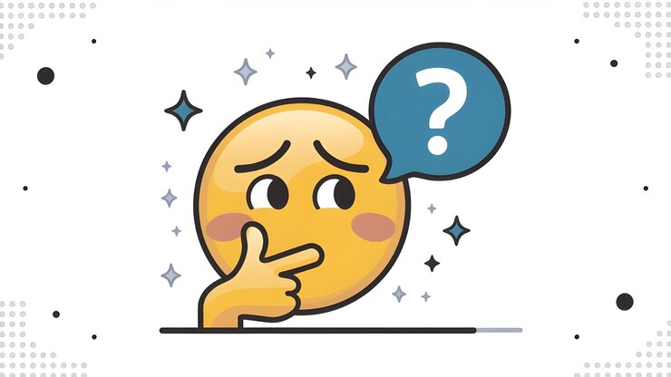 Foto emoji de pensamiento con signo de pregunta burbuja de habla