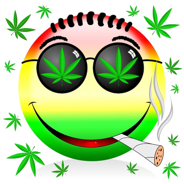Emoji Rauchen von Marihuana bunte Cartoon-Illustration