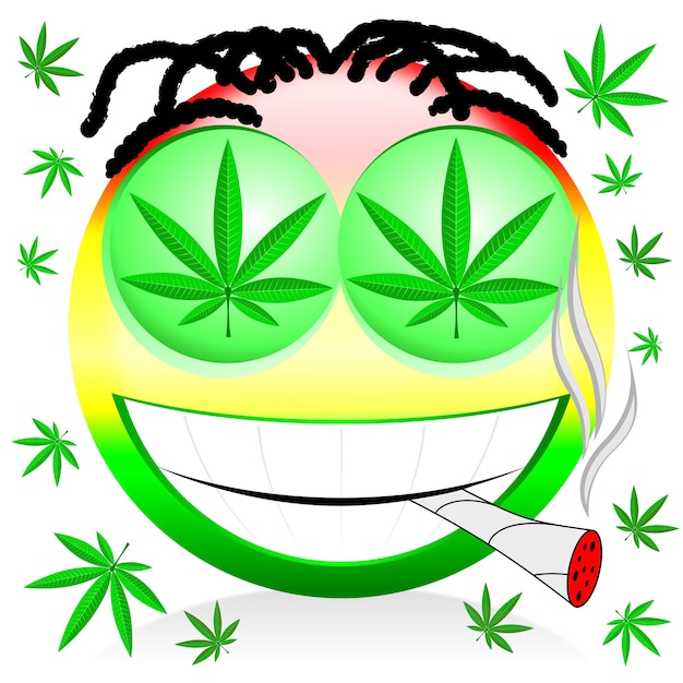 Emoji Rauchen von Marihuana bunte Cartoon-Illustration